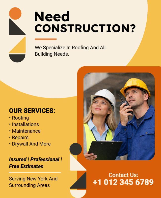 Construction Services Flyer Template