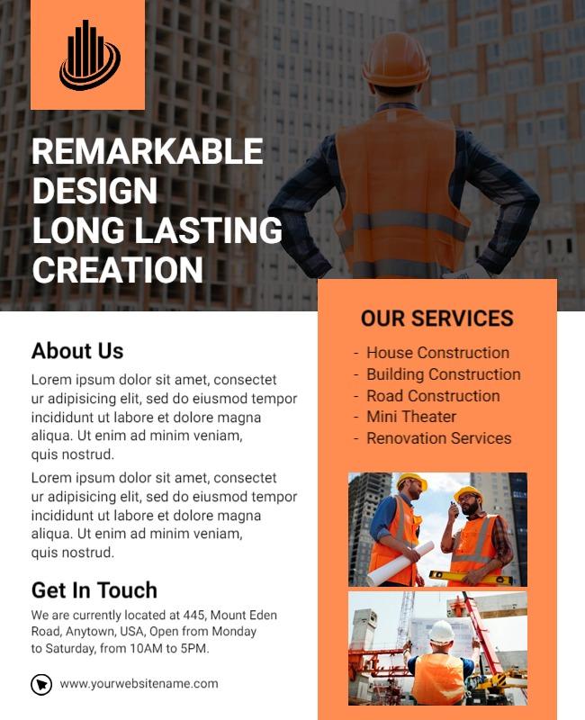 Construction Services Informational Flyer Template