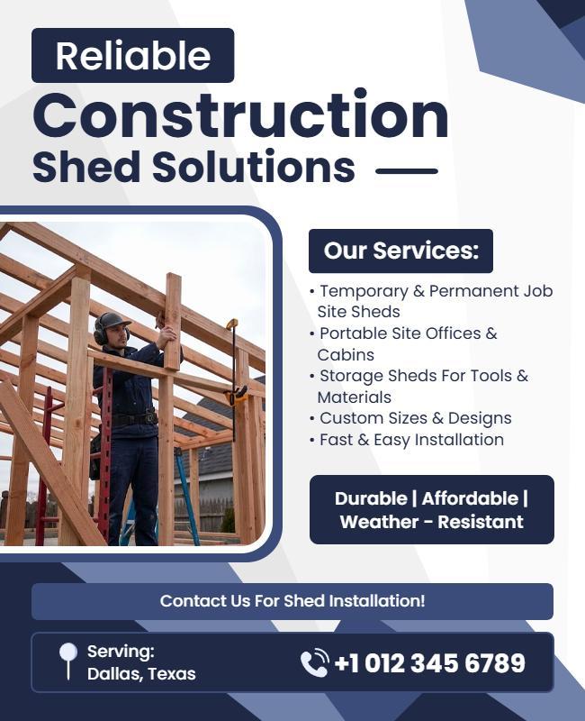 Construction Shed Solutions Service Poster Template