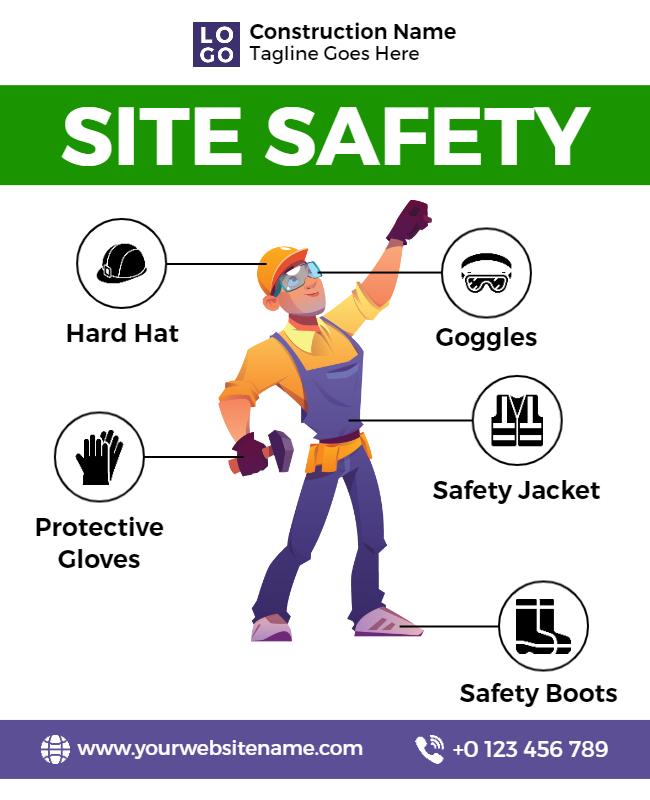 Construction Site Safety Equipment Guide Flyer Template