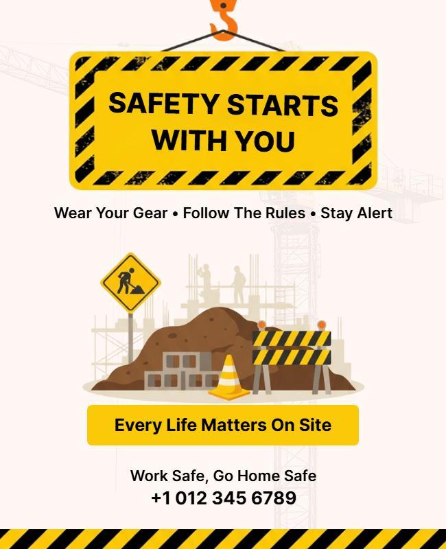 Construction Site Safety Poster Template
