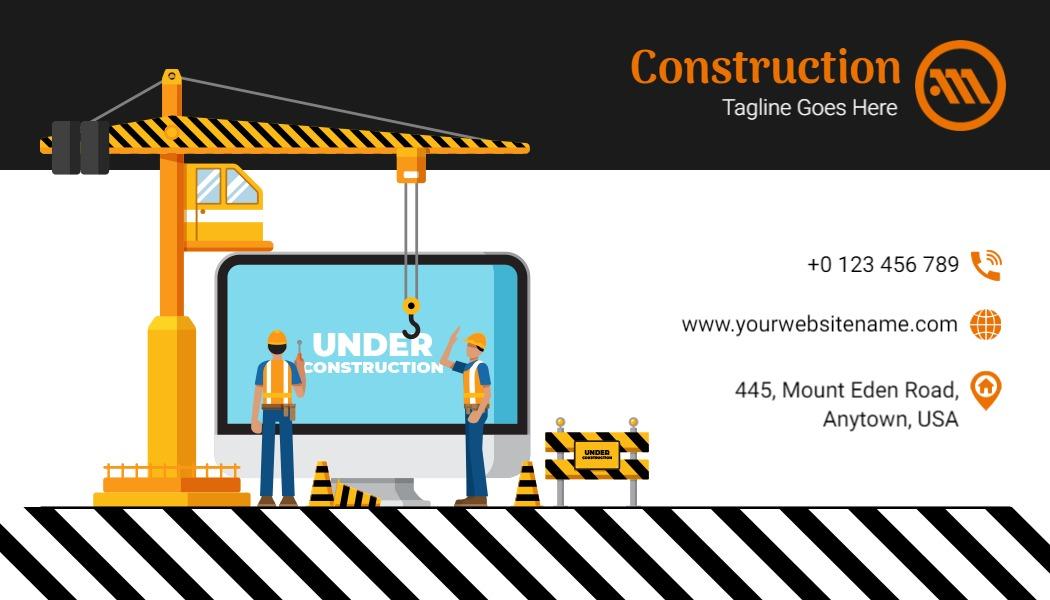 Construction-Themed Bold Black and Yellow Business Card Template