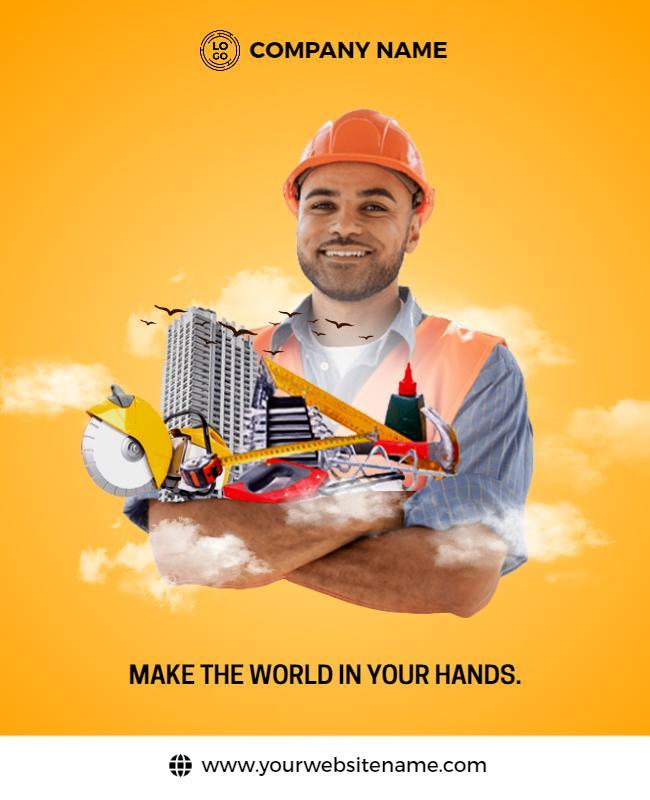Construction-Themed Creative Business Promotion Poster Template