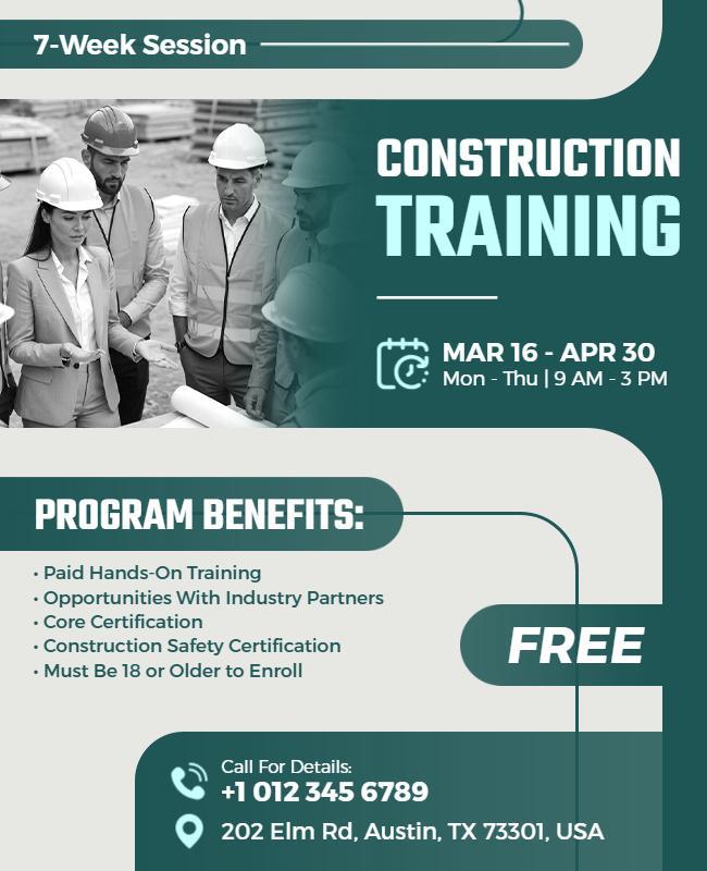 Construction Training Program Flyer Template