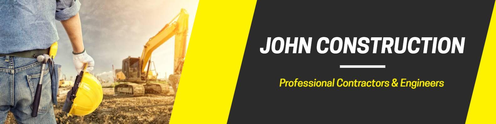Construction Workers in Safety Gear on Bright Yellow LinkedIn Banner Template