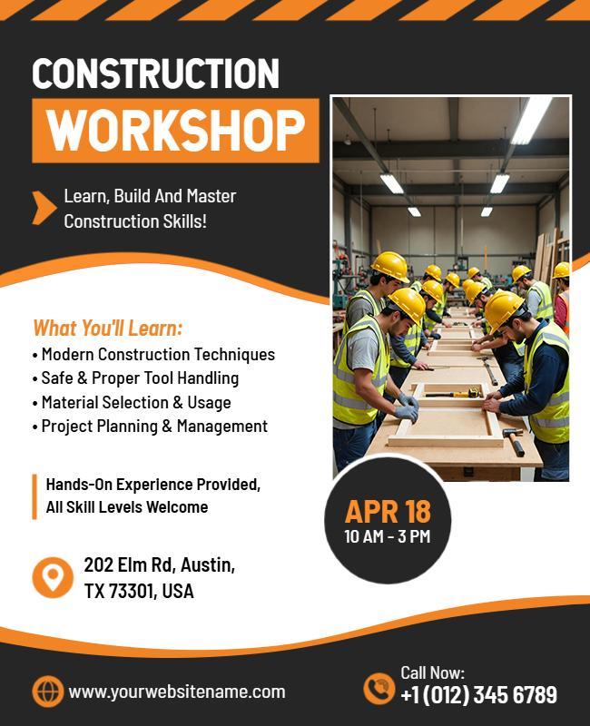 Construction Workshop Educational Skills Flyer Template