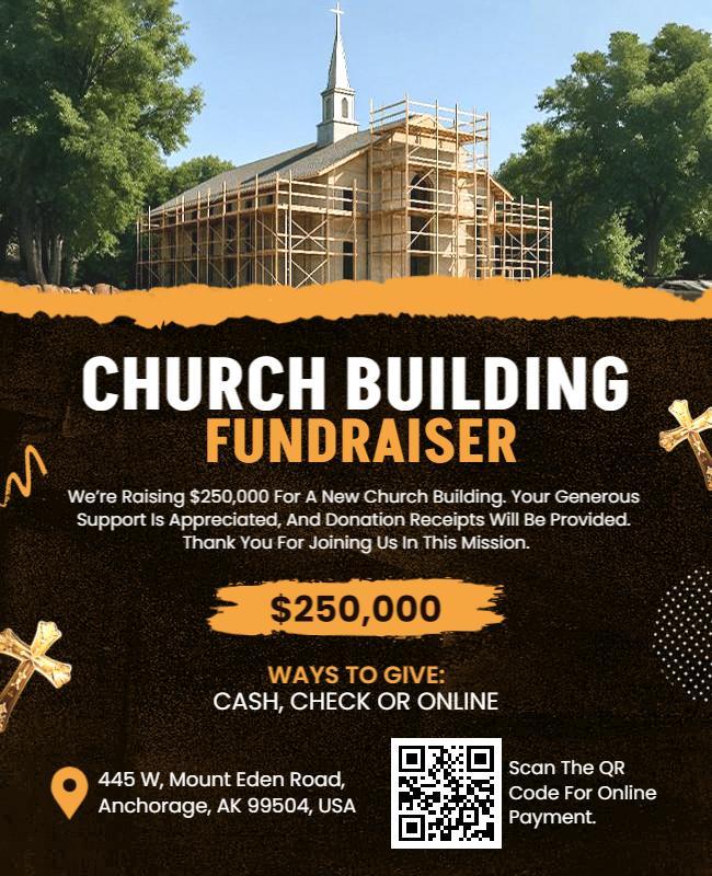 Constructive Support for New Church Building Fundraiser Flyer Template