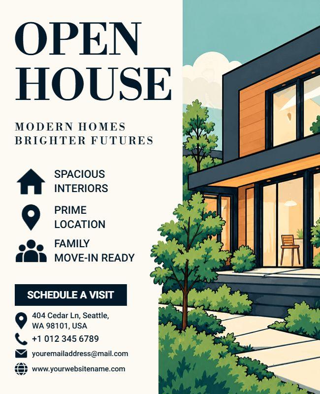 Contemporary Architecture Open House Invitation Flyer Template