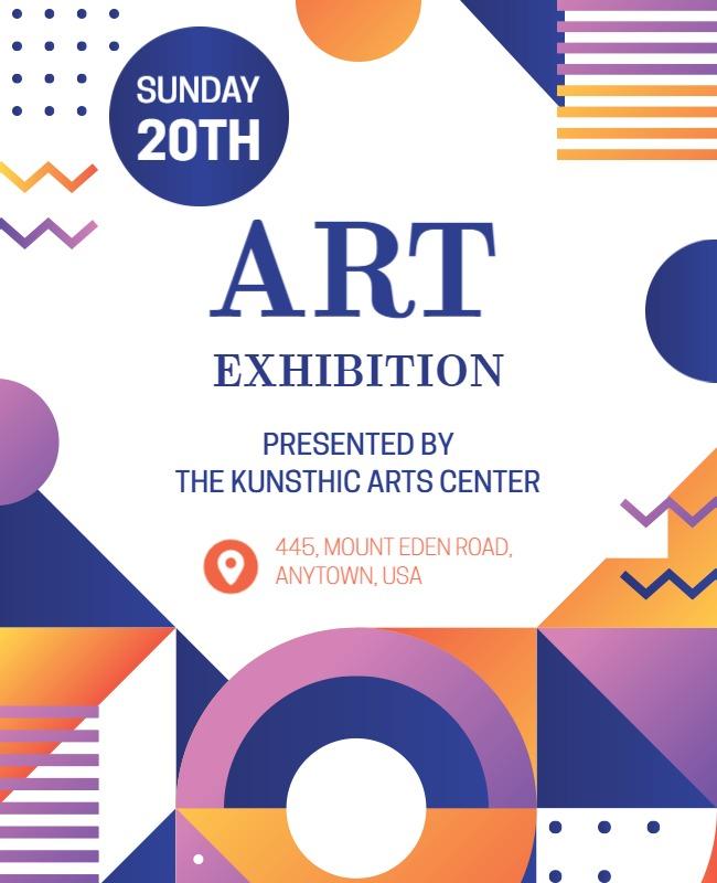 Geometric Colorful Art Exhibition Invitation Flyer Template