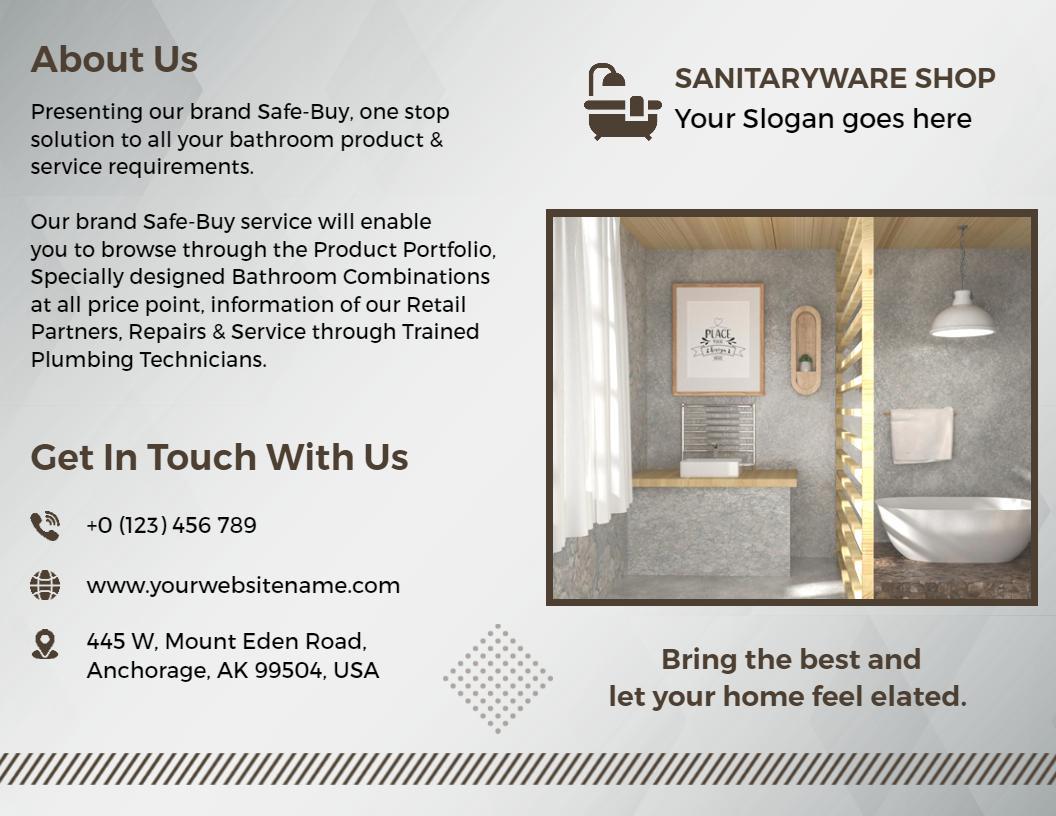 Contemporary Bathroom Design and Sanitary Ware Shop Brochure Template