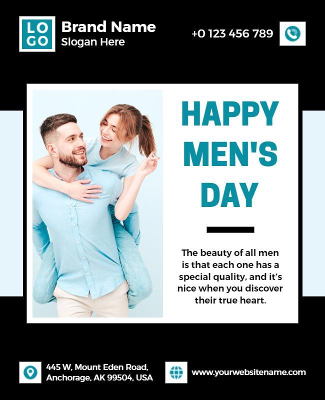 Contemporary Black and Blue Men's Day Celebration Poster Template