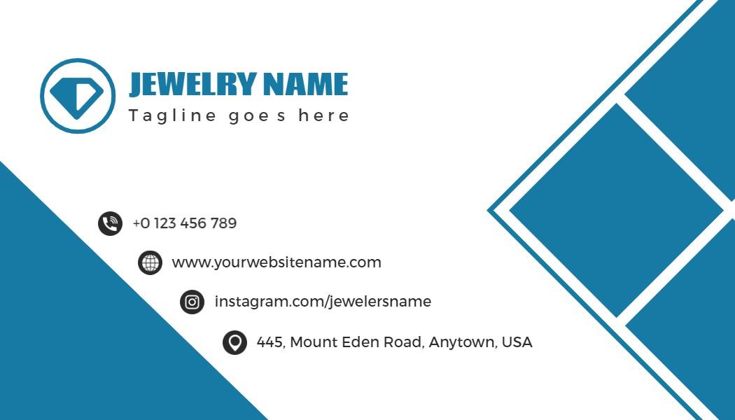 Contemporary Blue Geometric Jewelry Business Card Template