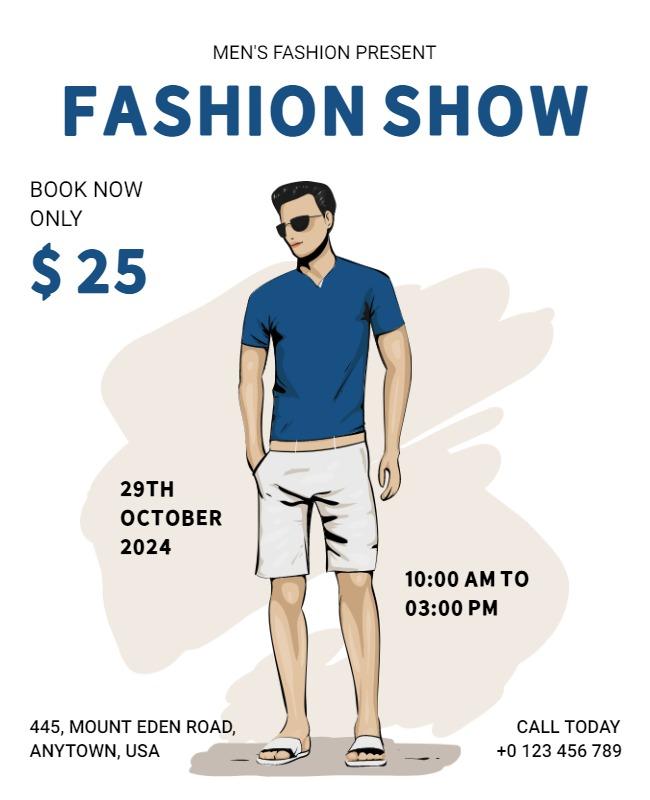Contemporary Blue Men's Fashion Show Flyer Template