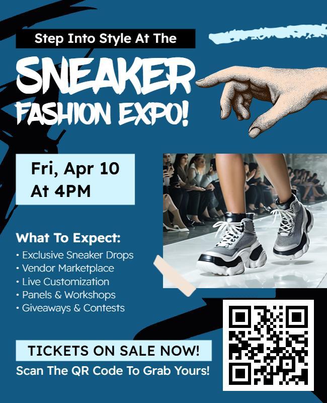 Contemporary Blue Sneaker Fashion Expo Flyer Template