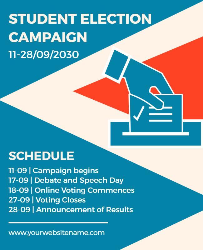 Contemporary Blue Student Election Campaign Schedule Poster Template