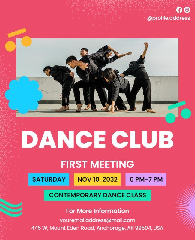 Contemporary Dance Club Meeting Flyer Template