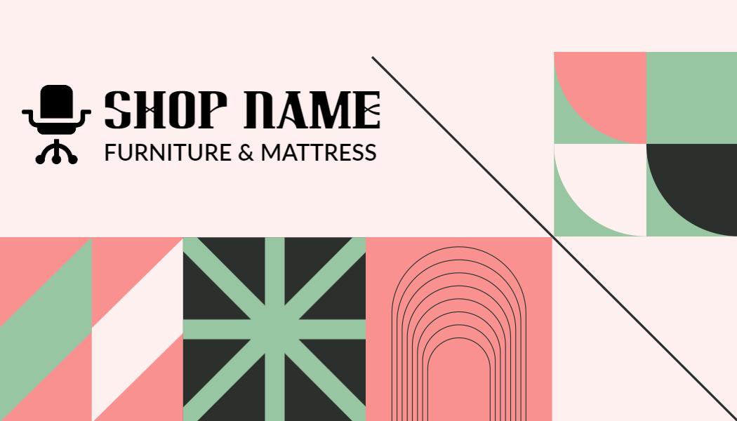 Contemporary Geometric Pastel Furniture and Mattress Business Card Template