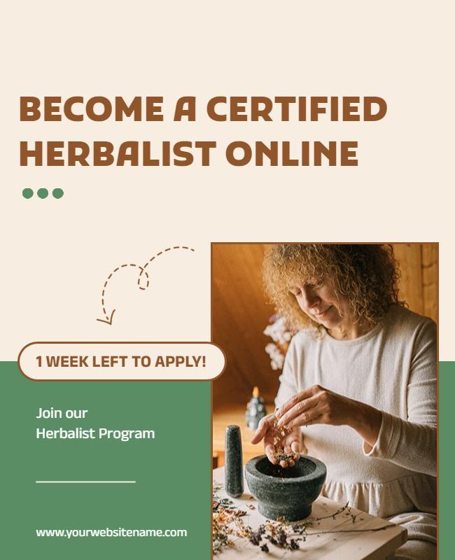 Contemporary Green Herbalist Certification Program Poster Template