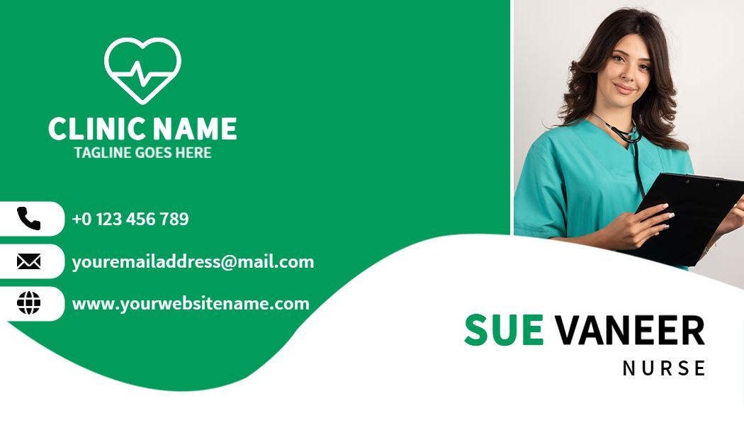 Contemporary Green Medical Nurse Business Card Template