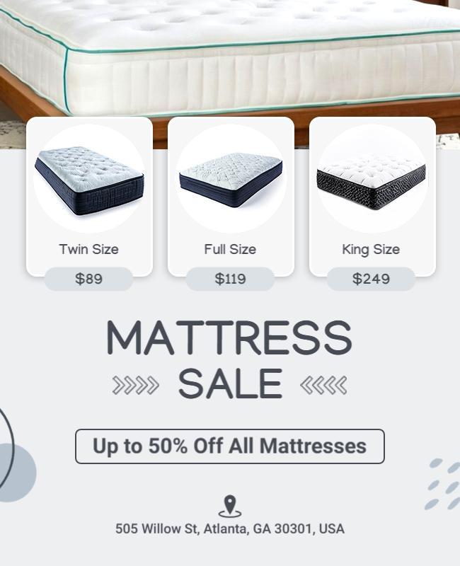 Contemporary Grey Mattress Sale Promotion Poster Template