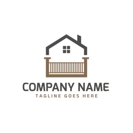 Contemporary Home Design Featuring Stylish Wooden Deck Logo Template