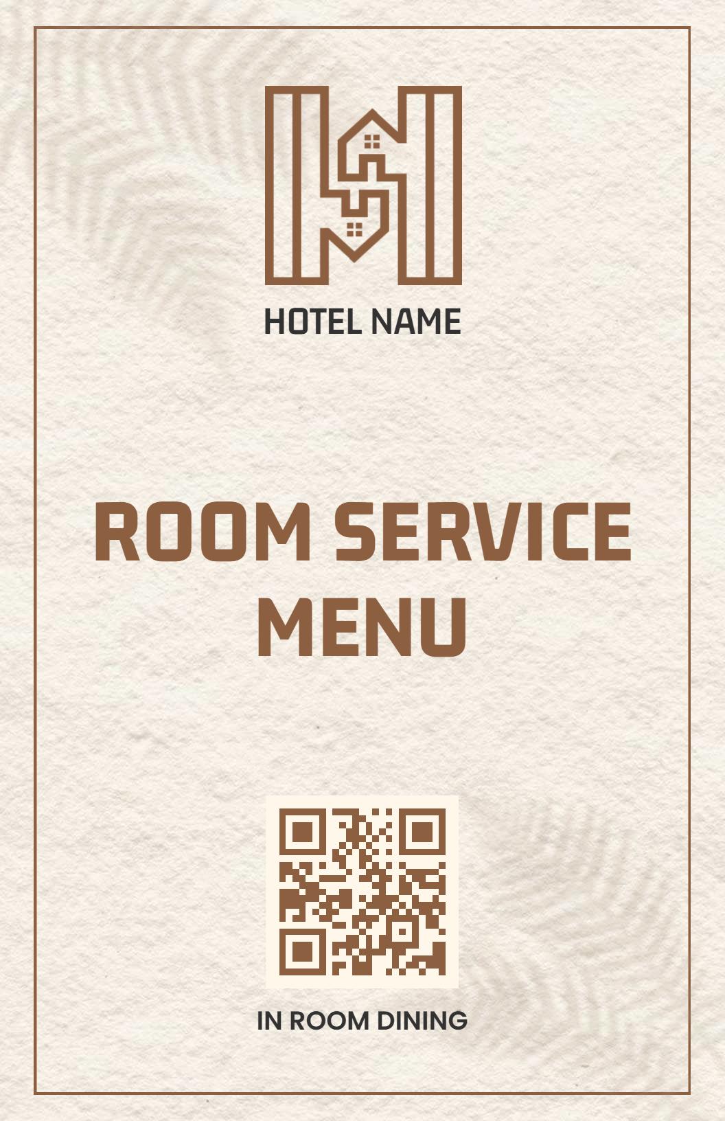 Contemporary Hotel in-Room Dining Services Menu Template