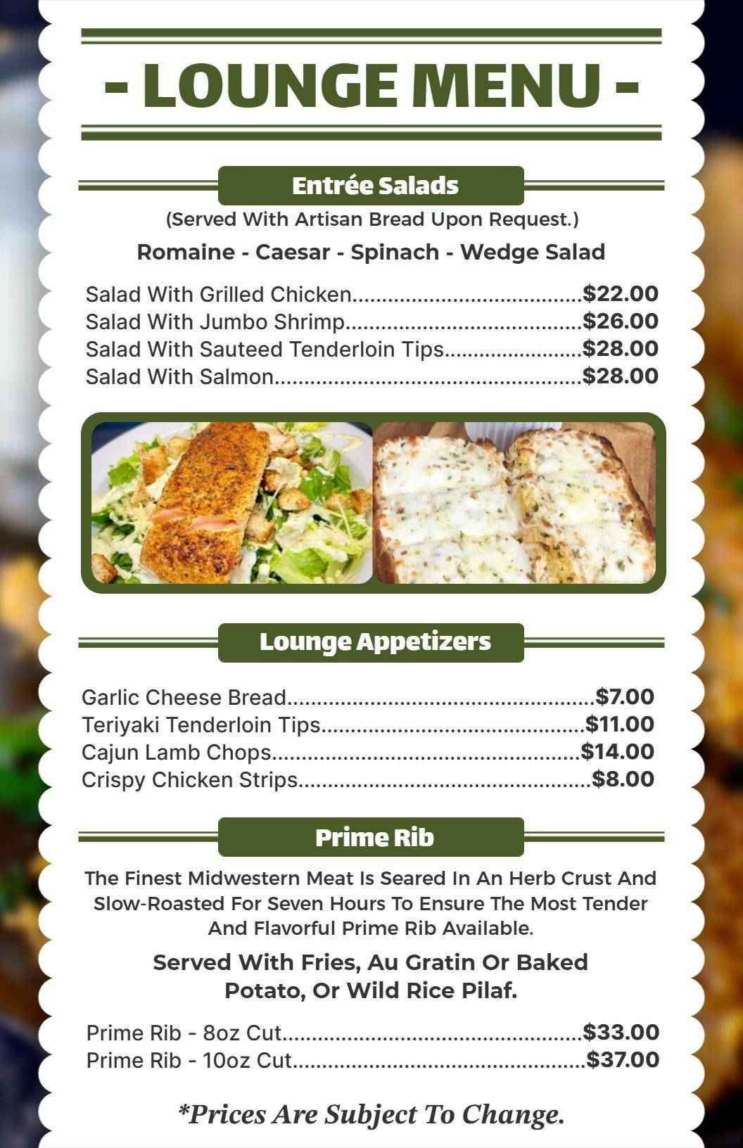 Contemporary Lounge Appetizers Dining Menu Template