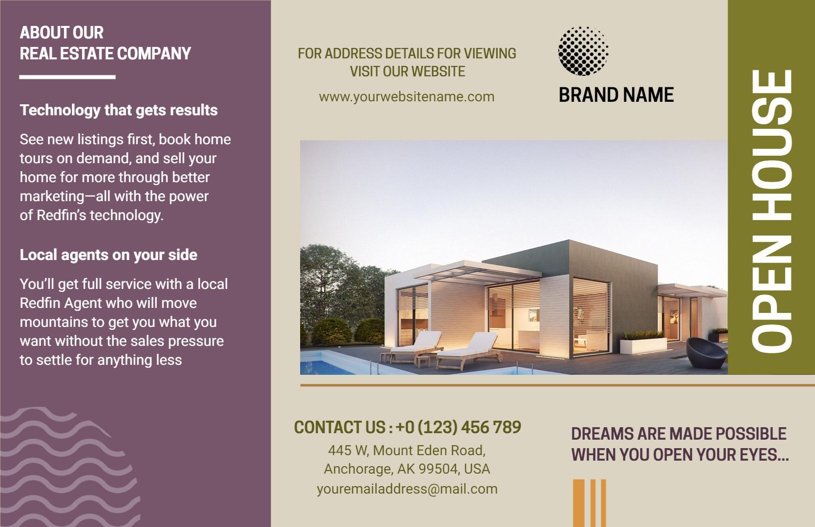 Contemporary Open House Real Estate Viewing Brochure Template