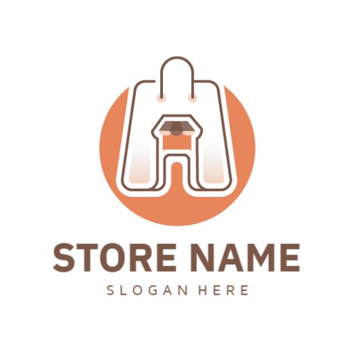 Contemporary Orange Shopping Bag Design for Departmental Store Logo Template