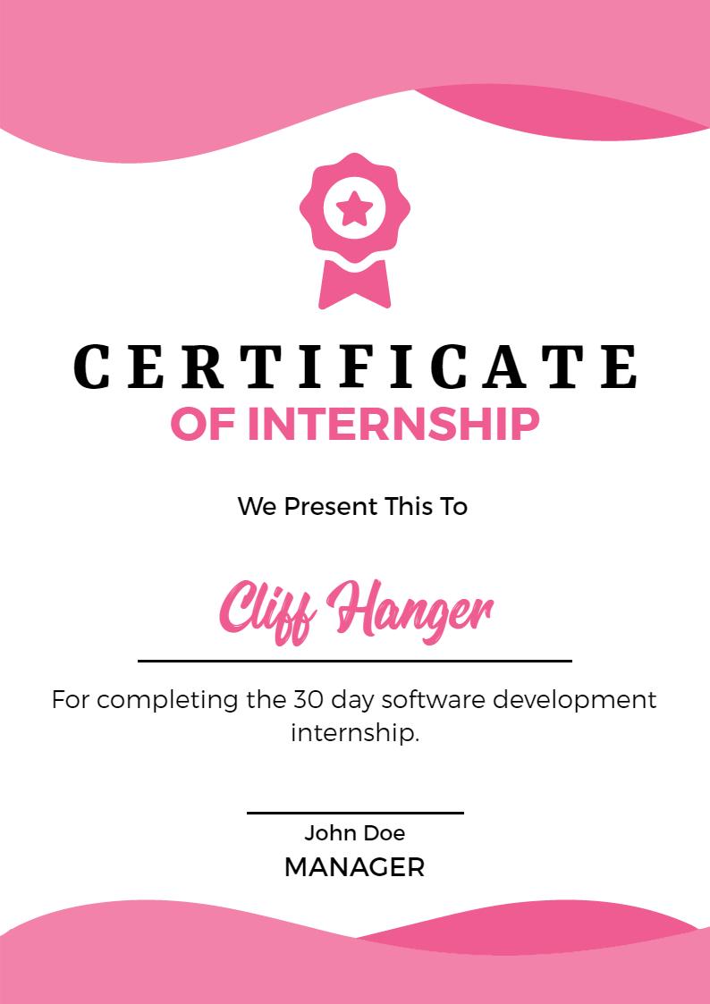 Contemporary Pink Design for Software Development Internship Certificate Template