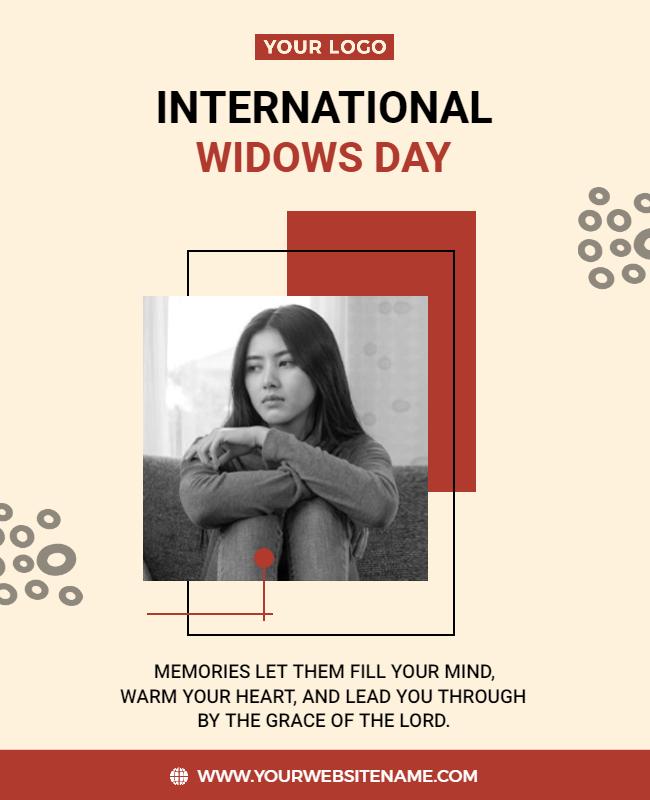 Contemporary Red and Cream International Widows Day Poster Template
