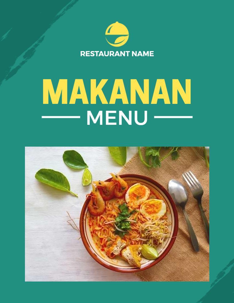 Contemporary Teal Makanan Restaurant Menu Template