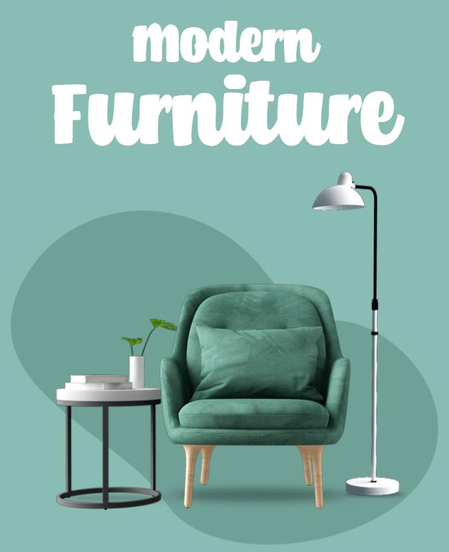 Contemporary Teal Modern Furniture Collection Poster Template