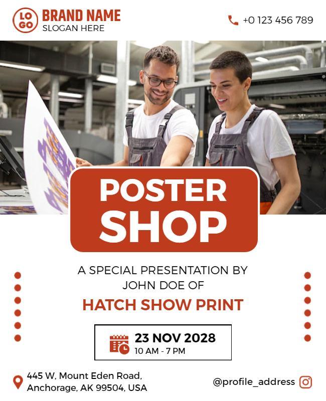 Contemporary Workshop Design for Poster Shop Event Poster Template