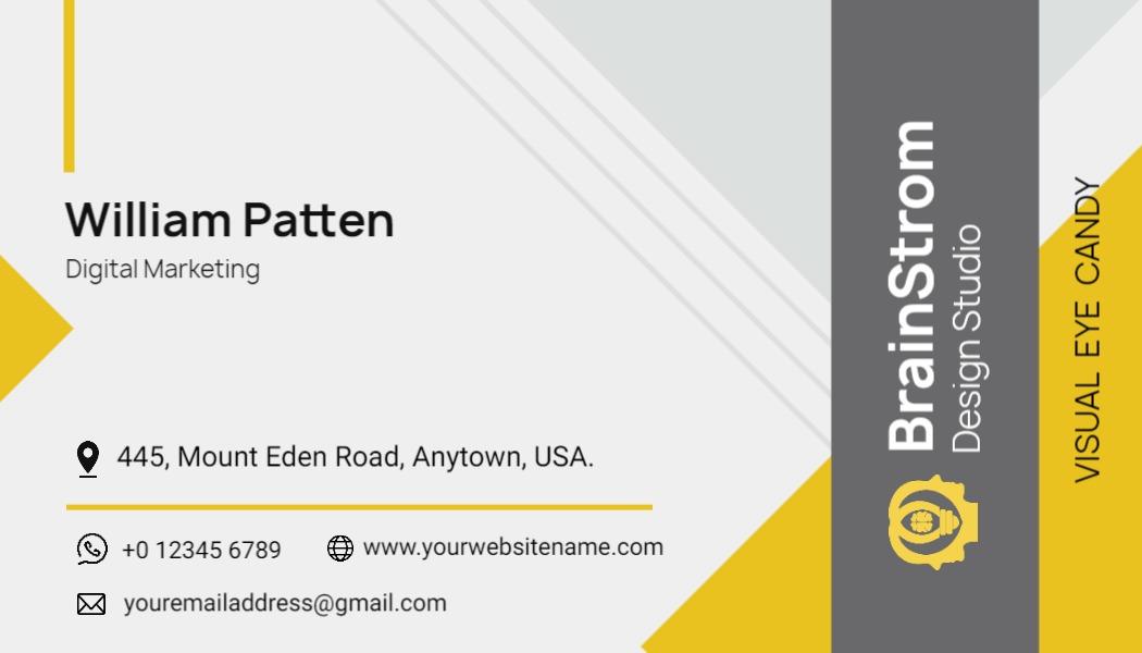 Contemporary Yellow Corporate Digital Marketing Business Card Template