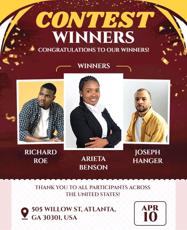 Contest Winners Announcement Poster Template