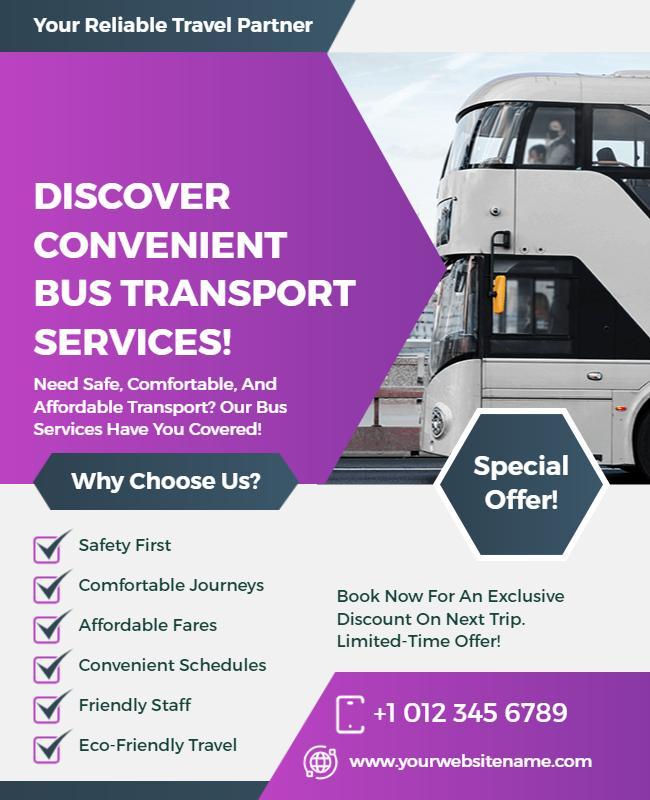 Convenient Bus Transport Services Flyer Template