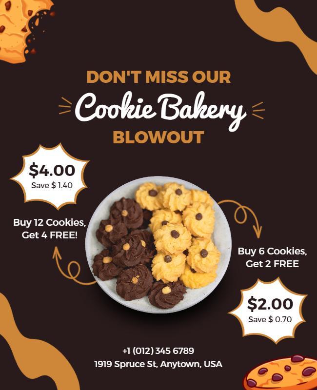 Cookie Bakery Discount Promotion Flyer Template