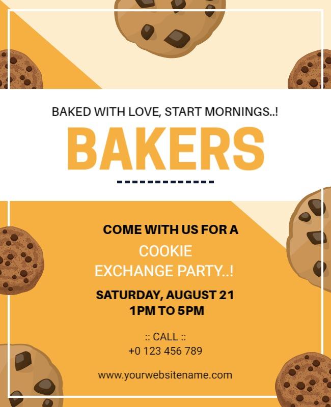 Charming Cookie-Themed Exchange Party Flyer Template