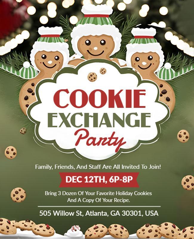 Cookie Exchange Party Invitation Flyer Template