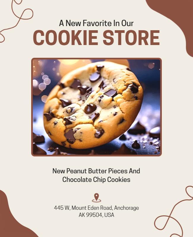 Cookie Store Peanut Butter Chocolate Chip Flyer Template