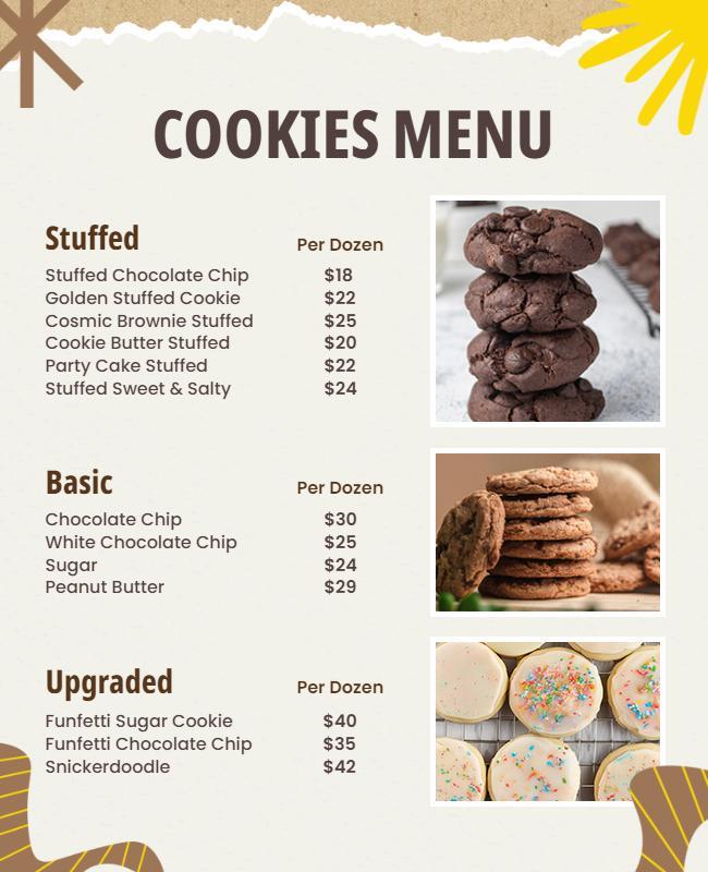 Cookies and Baked Treats Menu Flyer Template