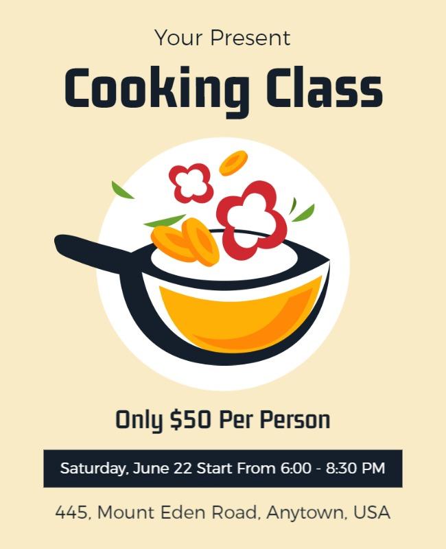 Playful Yellow Cooking Class Workshop Flyer Template