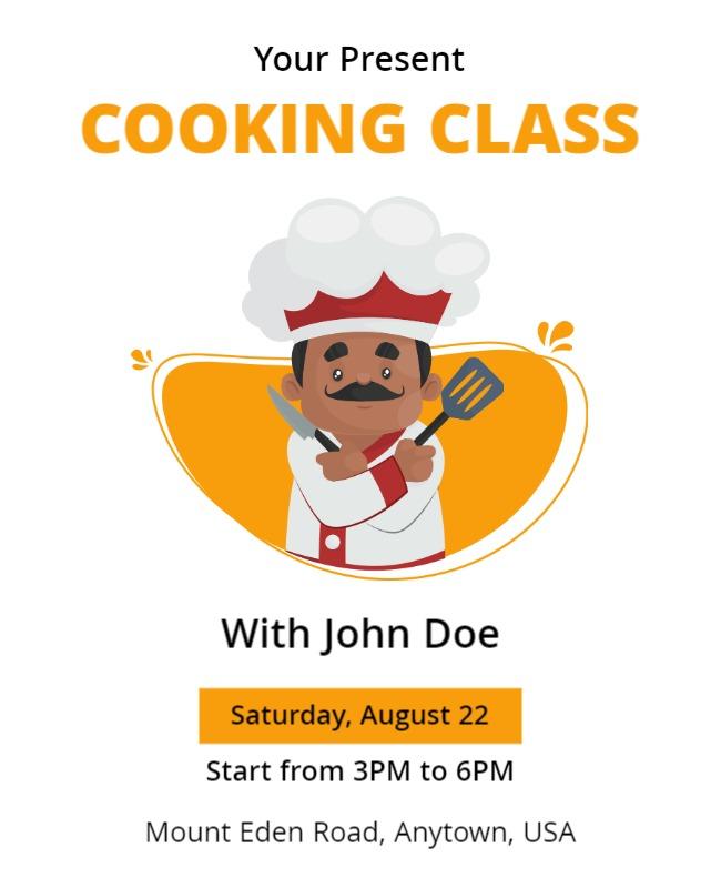 Playful Orange Cooking Class Invitation Flyer Template