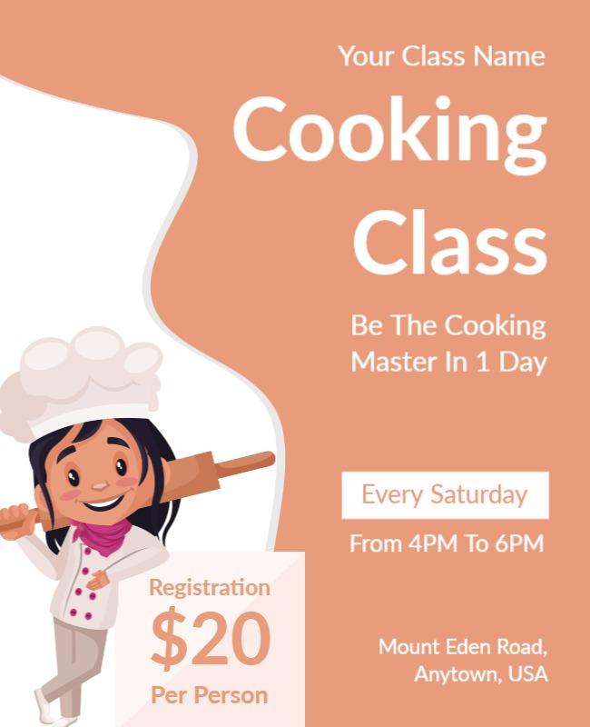 Playful Chef Cooking Class Registration Flyer Template