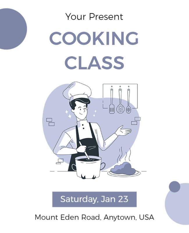 Chic Minimalist Cooking Class Invitation Flyer Template