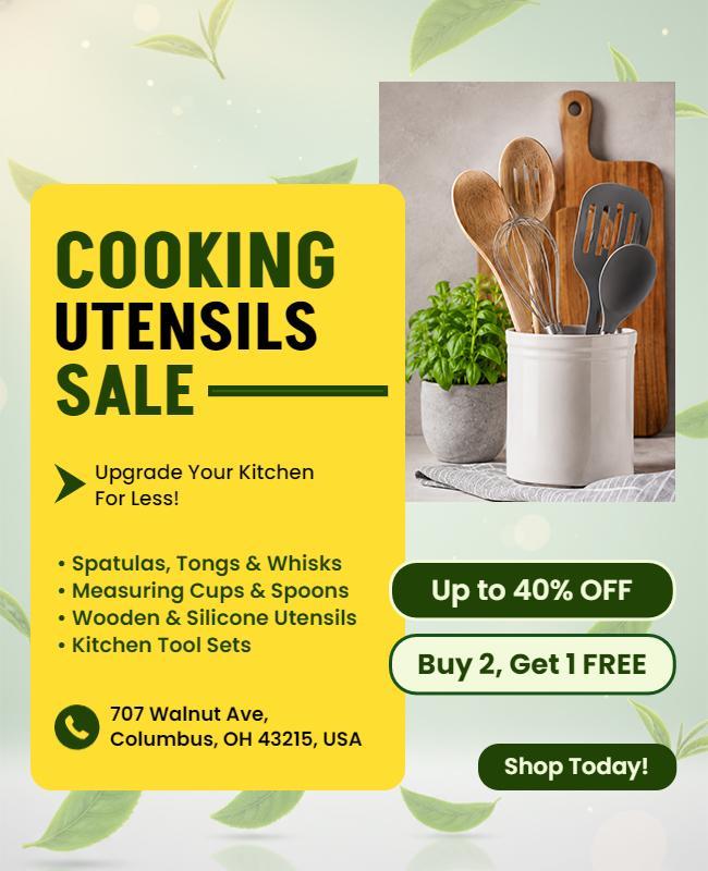 Cooking Utensils Sale Promotional Flyer Template