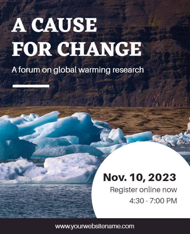 Cool Blue Environmental Forum on Global Warming Poster Template
