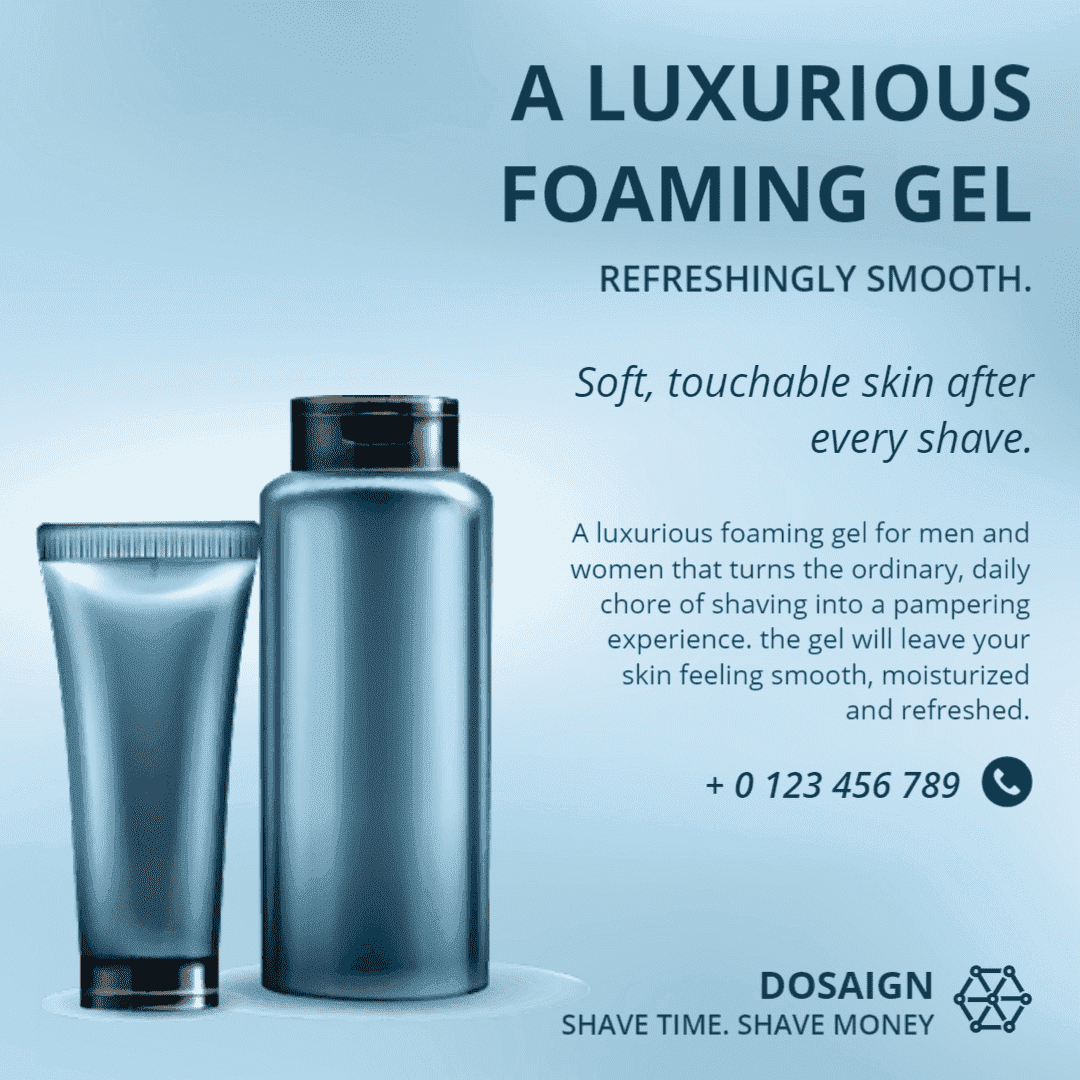 Cool Blue Foaming Gel for Luxurious Skin Care Ad Template