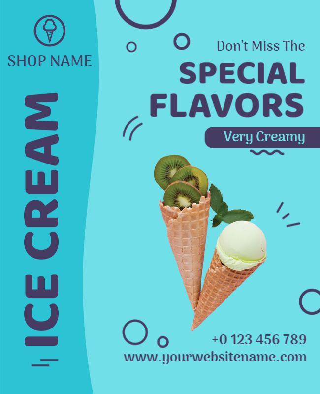 Cool Blue Fun Ice Cream Special Flavors Flyer Template